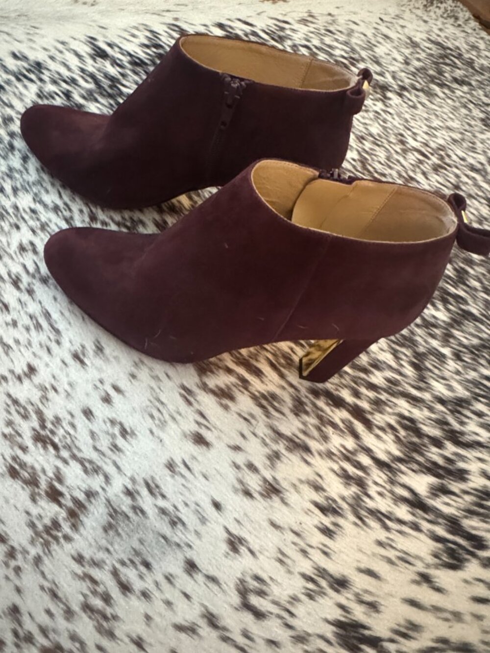 Kate Spade New York Burgundy Suede Bow Ankle Booties Size 7.5